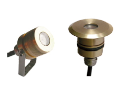 1LED Mini projecteurs 1 LED en bronze imlmergeable sur lyre et à encastrer
